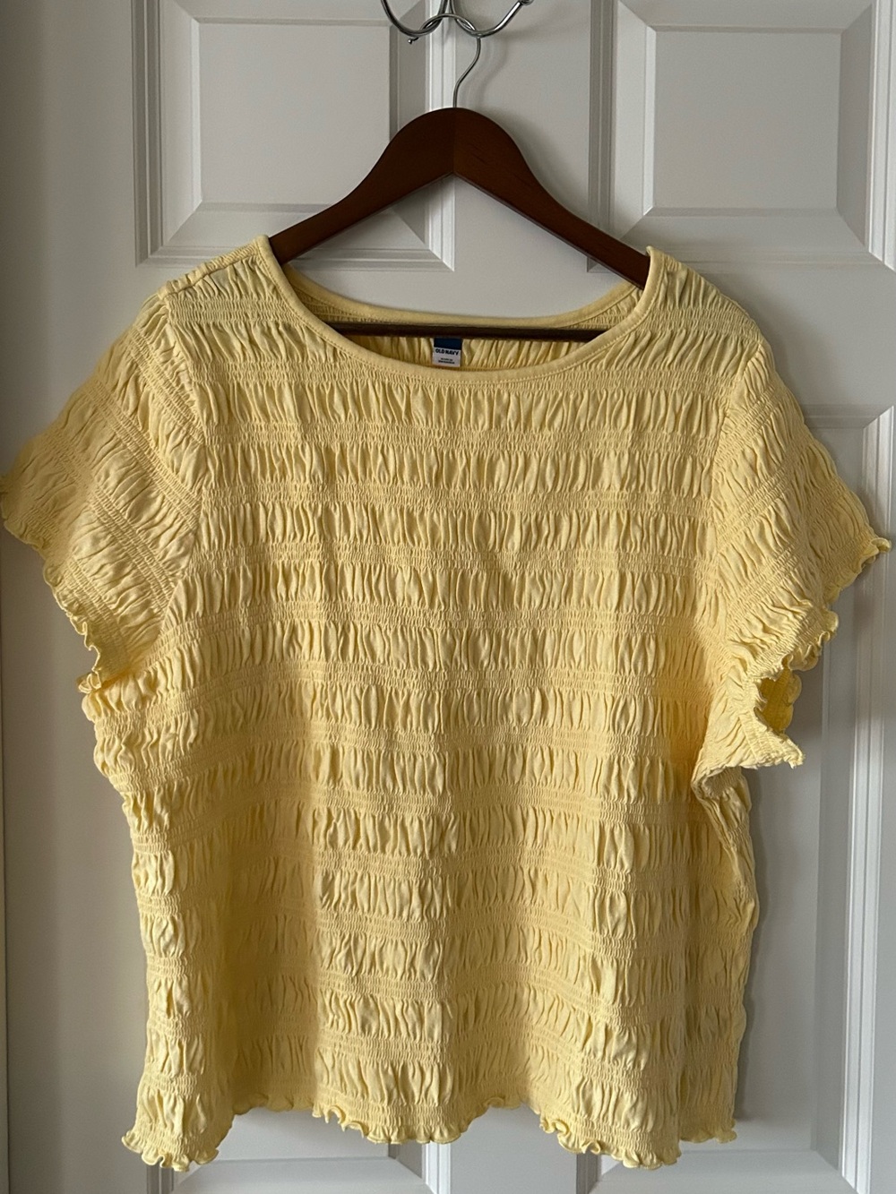 Old Navy Pale Yellow Textured Short Sleeve Top